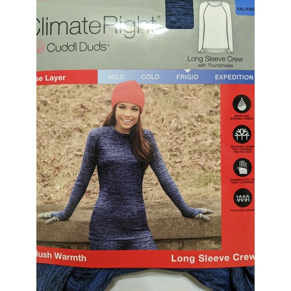 Cuddl Duds Tops New Xxl 2xl Cuddl Duds Climate Right Blue Long